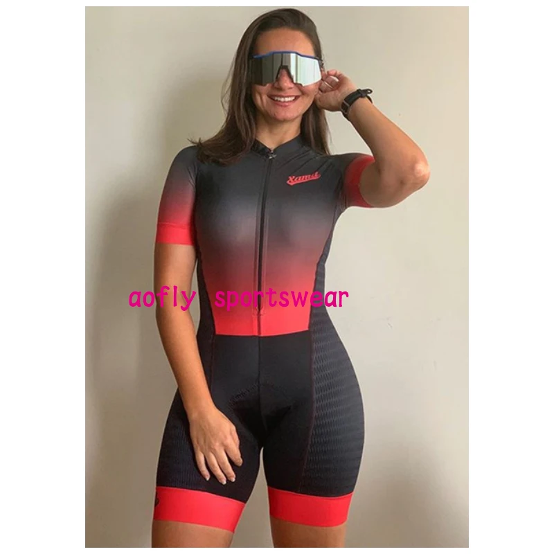 

2020 Summer Womens Hot Profession Triathlon Suit Clothes Cycling Skinsuits Pink Roupa De Ciclismo Rompers Jumpsuit Triatlon Kits
