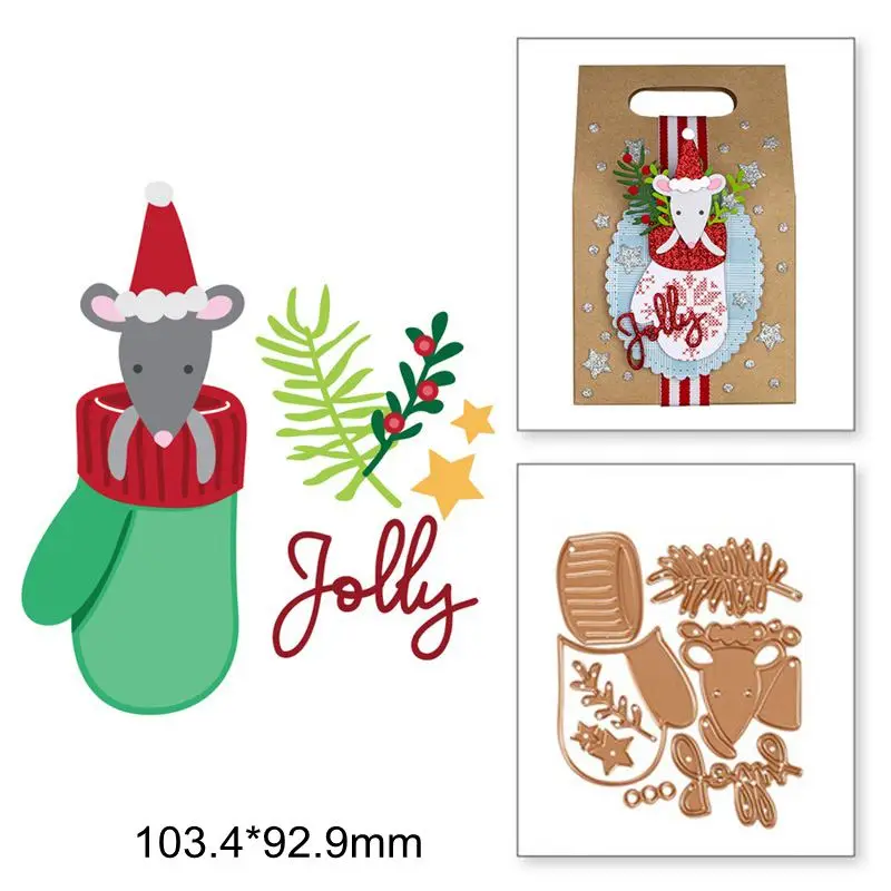 

Christmas Jolly Letter Mouse Gloves Hat Flower Star Winter Metal Cutting Dies Scrapbooking Craft Making Cards Paper New Hot Dies