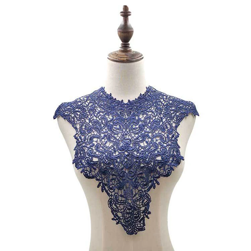 navy blue 1 шт. кружевной воротник высокое качество белая кружевная ткань вышитая аппликация декольте отделанная кружевом ткань швейные принадлежности рукоделие - Цвет: navy blue