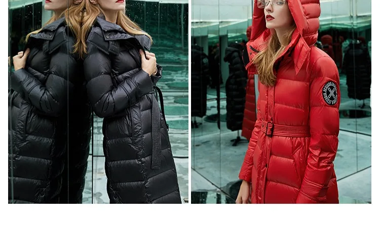Новинка, зимняя куртка, женское пуховое пальто с гусиным пухом, уплотненное с капюшоном, 3D, тонкие пуховики, женское x-long, пуховое пальто, верхняя одежда, парка