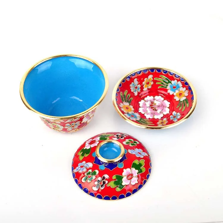 Пекин Cloisonne Крышка Чаша из трех частей чайная чаша чайный набор чашек Рекомендуемые подарочные украшения