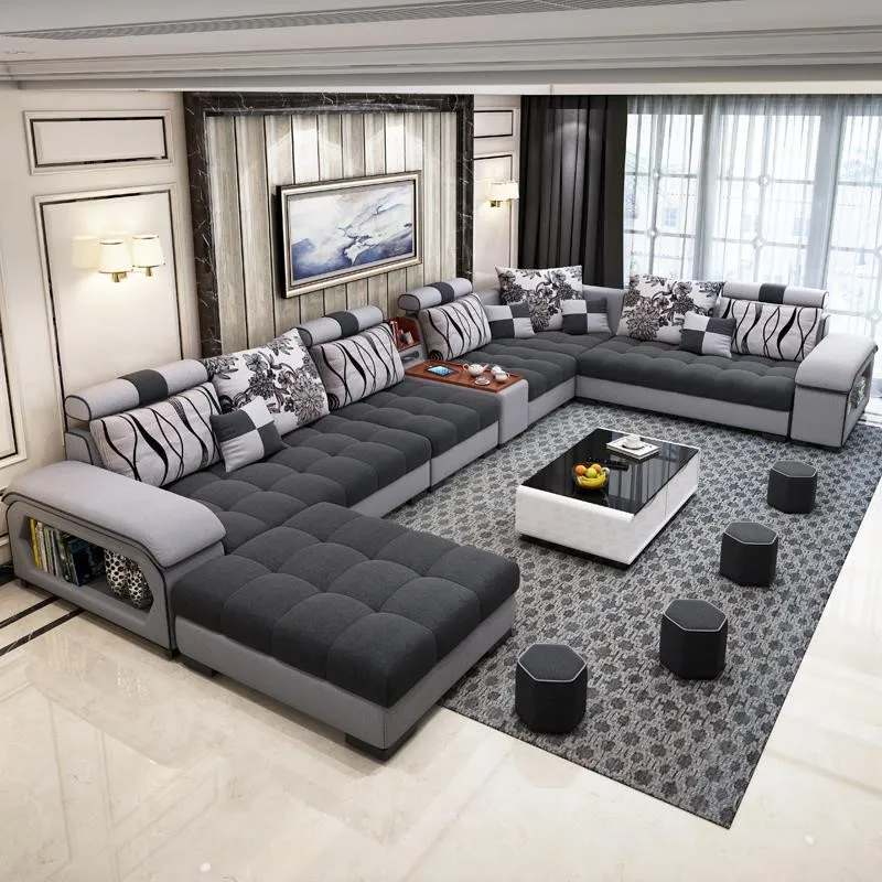 New Arrival Modern Design U Shaped Sectional 7 Seater Fabric Corner Sofa|Living Room Sets| - AliExpress