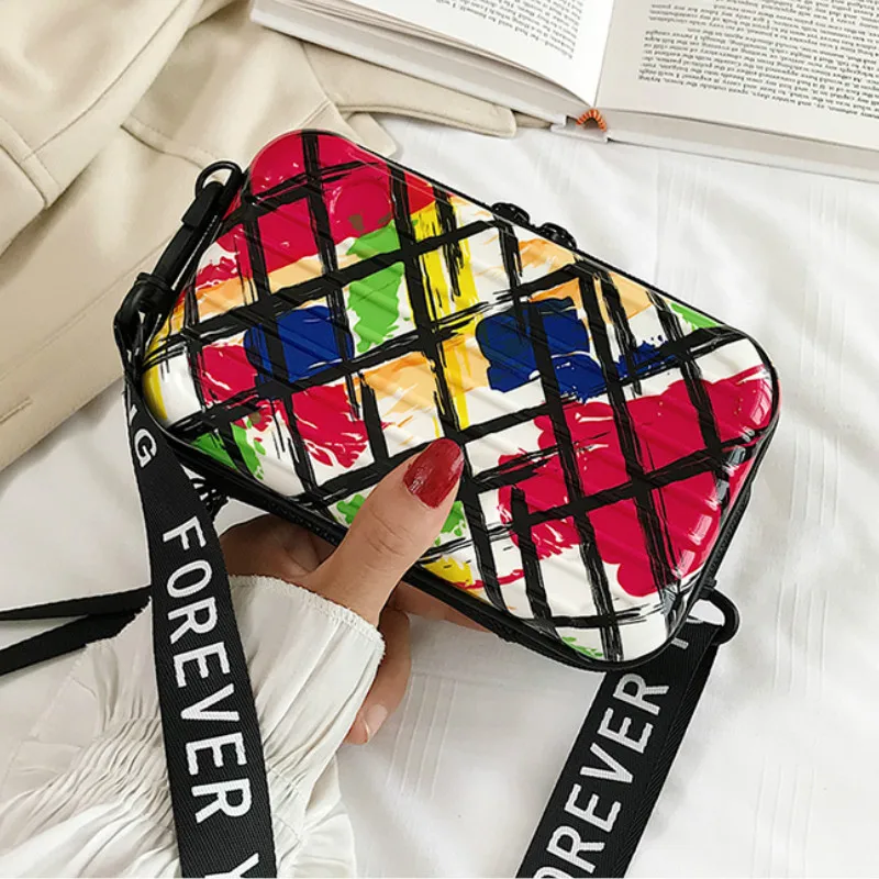 

Sweet Girls Candy Colors Casual Small Crossbody Bags for Women 2020 Summer Graffiti Rainbow Pattern Clutch Purse Shoulder Bag