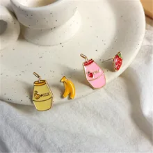 Мини маленькие серьги-гвоздики асимметричное банановое молоко милые серьги-гвоздики романтическое клубничное молоко серьги для женщин украшения для банкетов