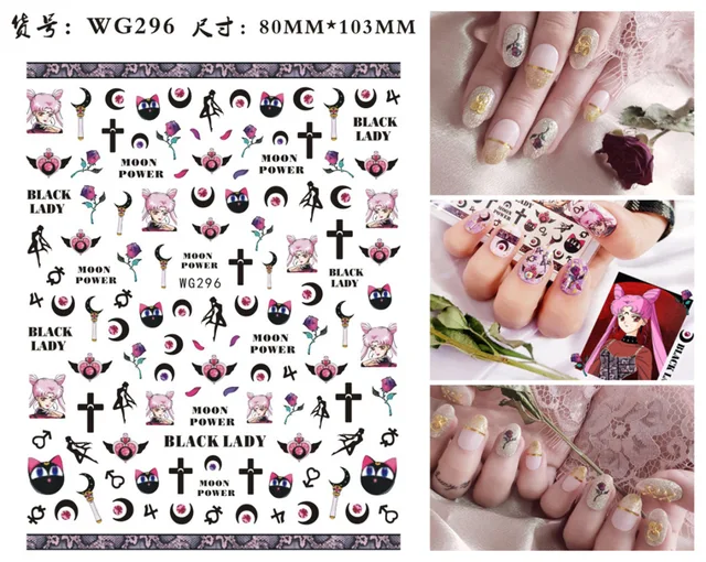 WG266-296 Summer Princess Ultra-thin Adhesive Nail Stickers Children's Girls Christmas Gifts 2021 New 3D Fashion Manicure Decals WG 296