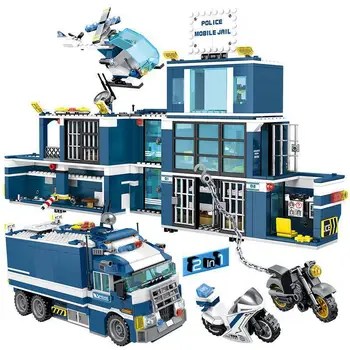 

960PCS City Police Station House Car Building Blocks Technic SWAT Team Truck Bricks motorcycle Educational Toys for Children