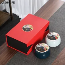 Простой креативный керамический резервуар для хранения, Китайская Пекинская опера, маска для чая, можно запечатать для хранения чая, целадон, украшения для дома