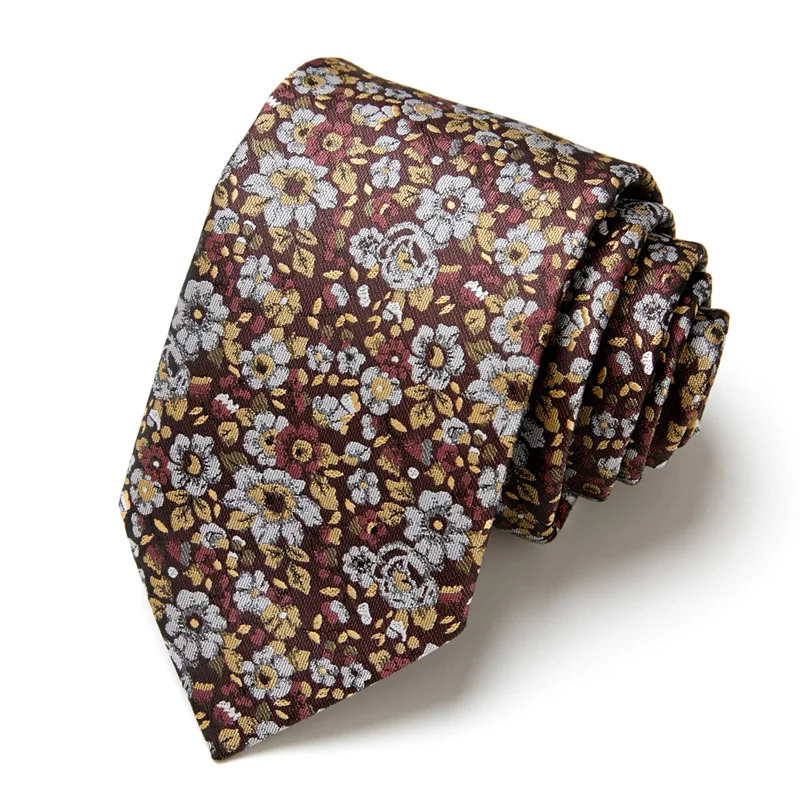 Male Tie Silk Dark Blue Striped Paisley Floral Bussiness neck tie