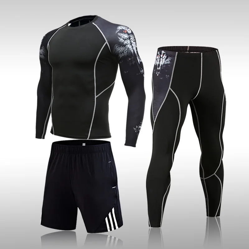 

Men's Thermal Underwear Cycling Base Layer Workout Winter Running Sports Set Rashgard Male Compression Long Johns