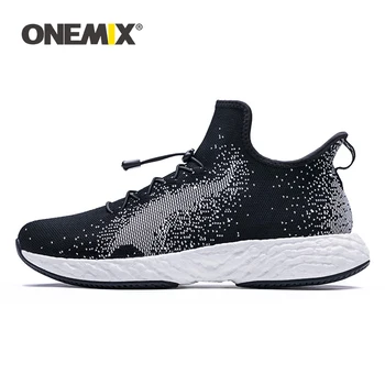 

Men Running Shoes Soft Breathable Sport Shoes Walking Sneakers Slip On Flat Women Travel Footwear ONEMIX 2020 New Arrival