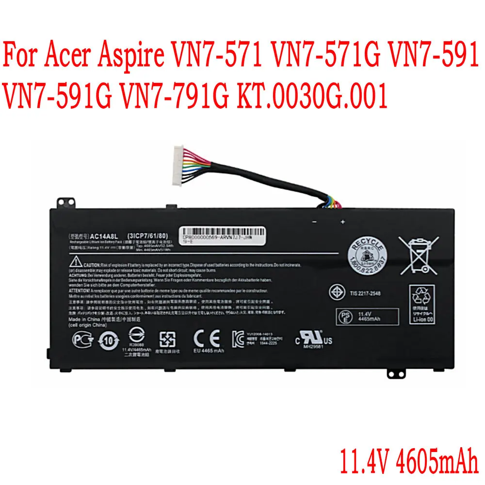 Bateria do Portátil para Acer Aspire Vn7571 Vn7-571g Vn7-591 Ac14a8l Vn7-591g Vn7791g Kt.0030g.001 Alta Qualidade