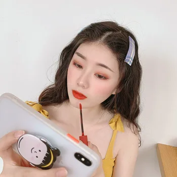 

JK fabric college color check hairpin Korean web celebrity girl heart BB clip back of head side clip clip headdle