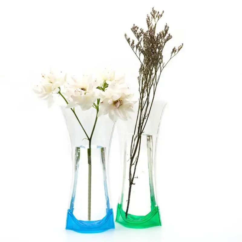 

Portable Eco-friendly Flower Cute Foldable Flower Vase Transparent Flower Pot Home Wedding Party Event PVC Plastic Flower Vase