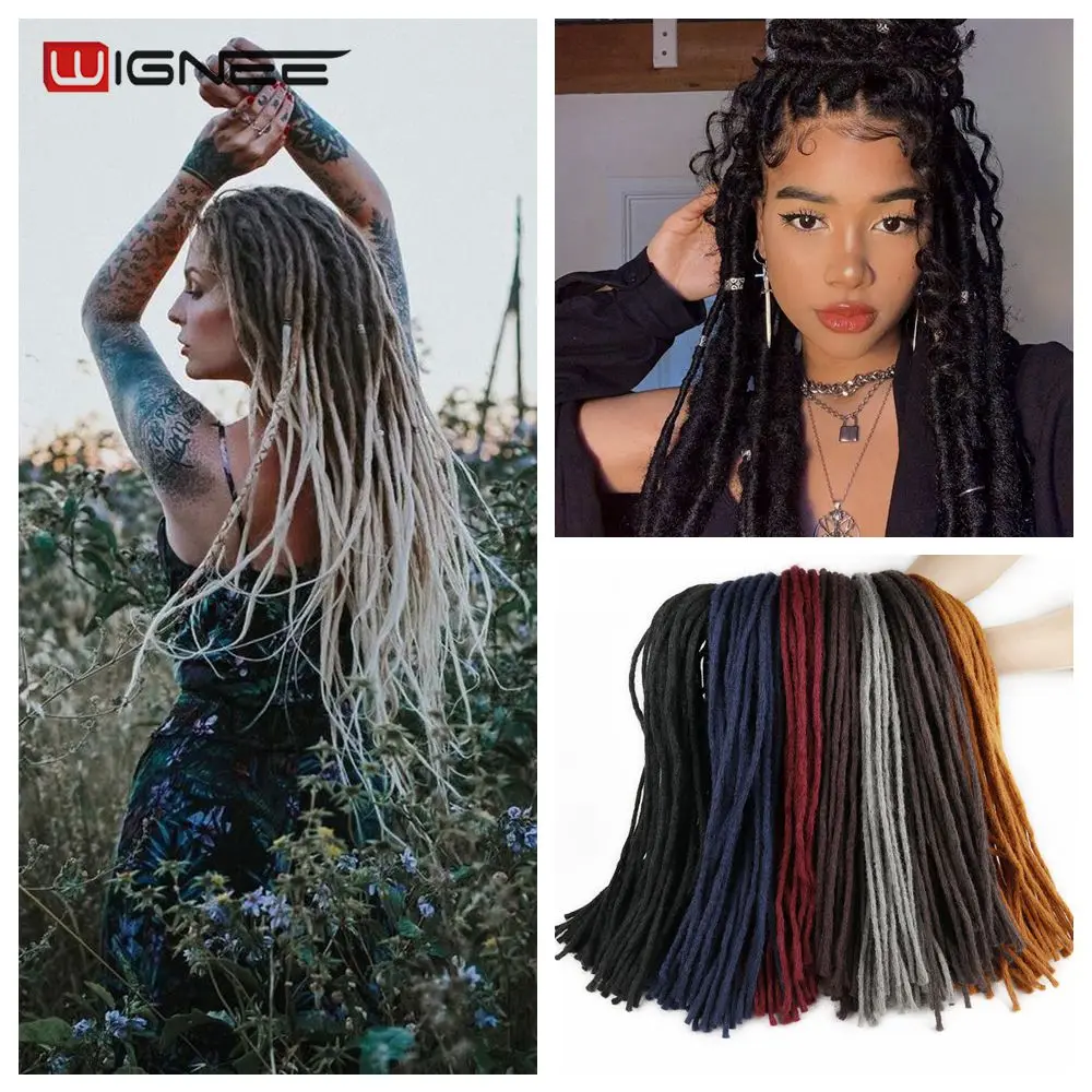 

Wignee Synthetic Hair Extensions Dreadlock Soft Hair 25 Roots Long Colorful Crochet Twist Braiding Pieces Wigs For Black Women