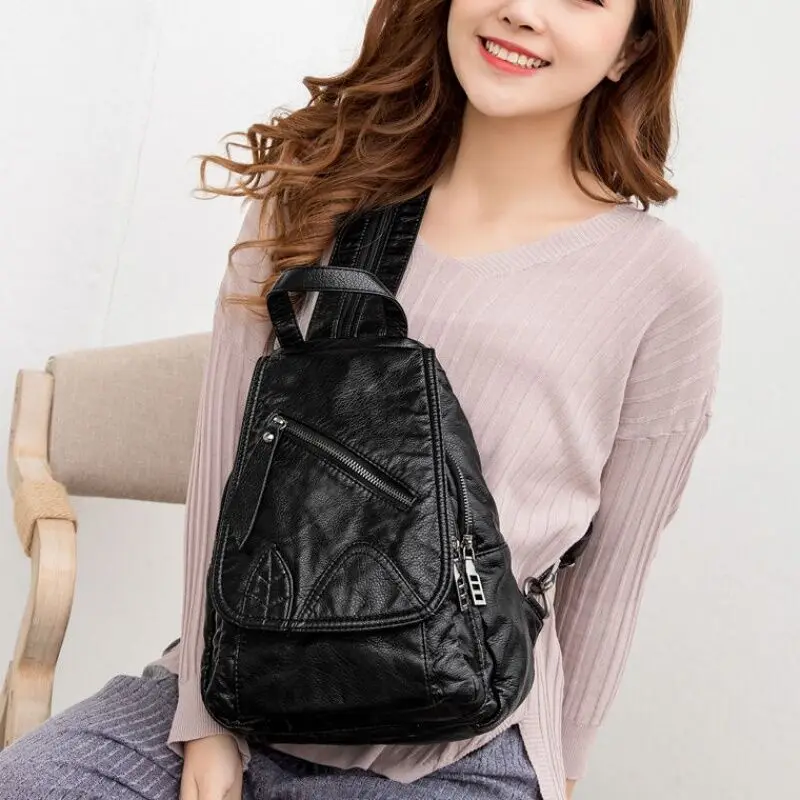 

Women's Backpack New Black Large Leather Handbag For Girls Backpacks Female Bag Shoulder Strap Handbags Designer Bags