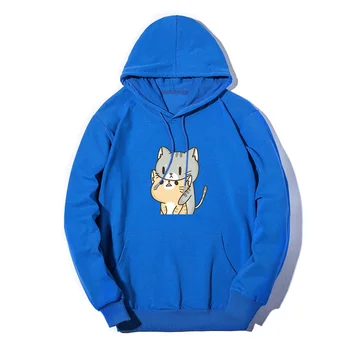 

2020 Spring Women Hoodies Cartoon Cat Print Cute Fashion Long Sleeve Hooded Casual Plus Size Pullover Woman Sweatshirt Black