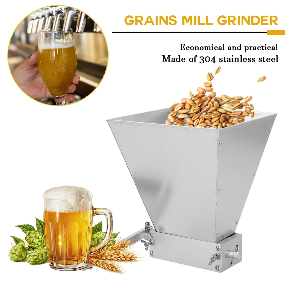 

2021 latest stainless steel 2-roll barley malt mill grain grinder self-brewed home brew beer equipment