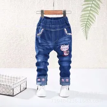 Весна, стиль, ковбойские штаны для девочек, модная верхняя одежда для девочек с вышитыми героями мультфильмов, штаны, джинсы для детей 2-6 лет