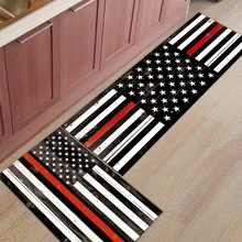 Красная линия американский флаг США уважает символ пожарного ретро отделка под дерево флаг 2 шт. коврик для кухни