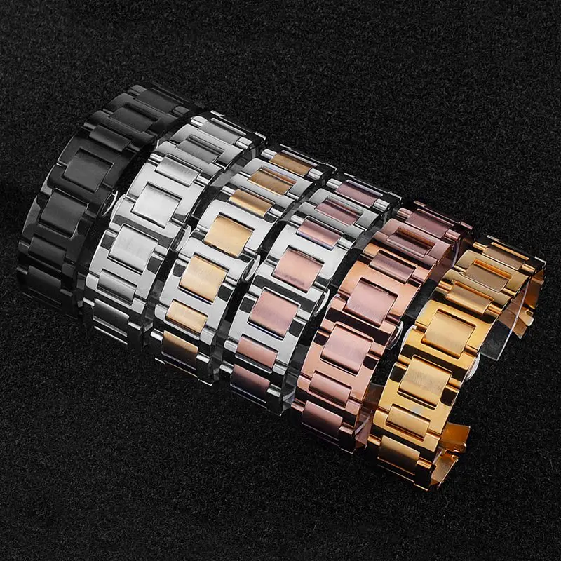 Watchband Push Button Hidden Clasp Stainless Steel All-steel Strap Nlue Balloon Three Beads Elbow Strap Replacement Accessories Watchband Push Button Hidden Clasp Stainless Steel All-steel Strap Nlue Balloon Three Beads Elbow Strap Replacement Accessories