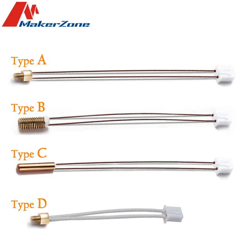 

M3 Stud Screw-In Thermistor Cartridge NTC 100K 3950 1% Three Types For 3D Printer Extruder Mk8 V6 Volcano CR10 M3 Hotend