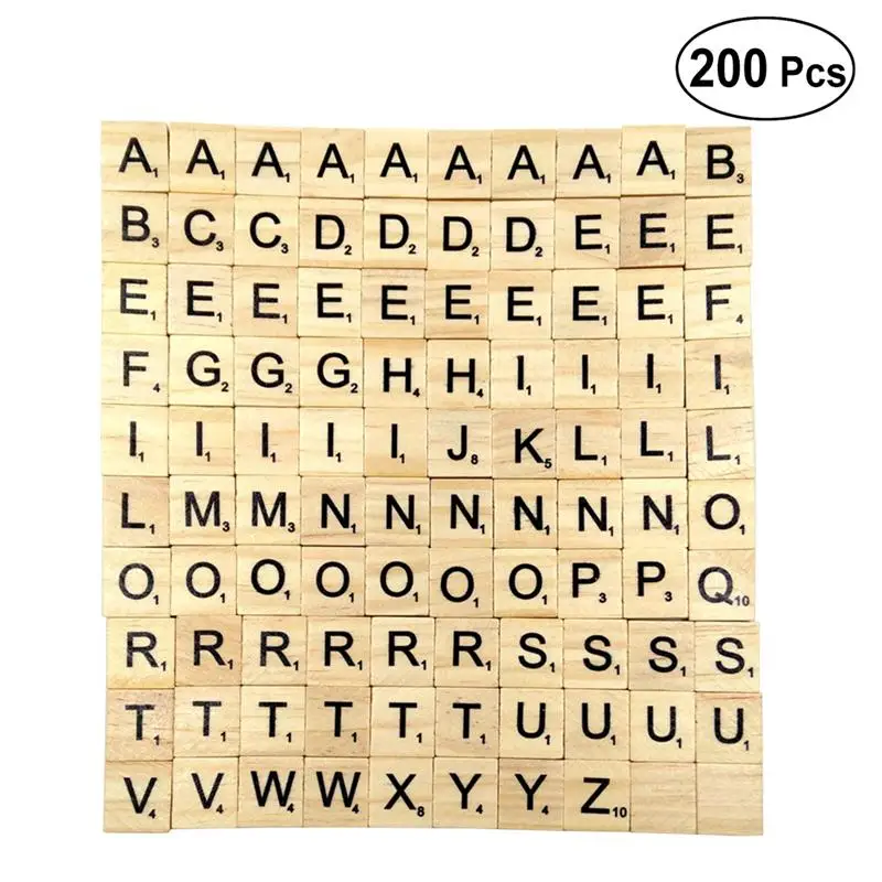 

200PCS 26 English Alphabet Wooden Blocks Puzzles Festival Letters Game Early Education Handicraft Decors Chips Blocks