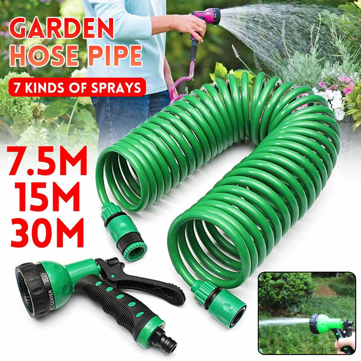 75M15M30MRetractableCoilMagicFlexibleGardenWaterHoseForCar