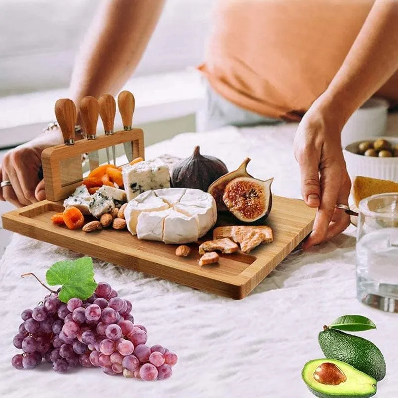 Smirly Bamboo Magnetic Cutting Board with Trays