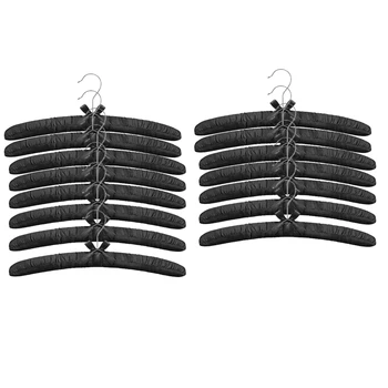 

15Inch Large Satin Padded Hangers ,Silk Hanger for Wedding Dress Clothes,Coats,Suits,Blouse (Black,15 Pack)