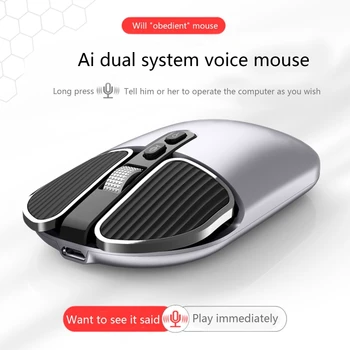 

Bluetooth 2.4G Dual Mode Wireless Ai Voice Control Mouse Rechargeble Quiet Business USB Charge Mice Remote Controll Ai Smart Sea