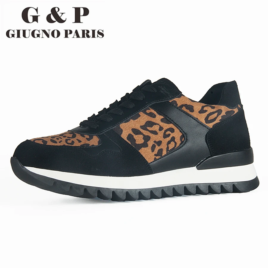 Leopard Sneakers Outdoor Shoes Comfortable Women Fashion Platform-Flats with Insole Autumn