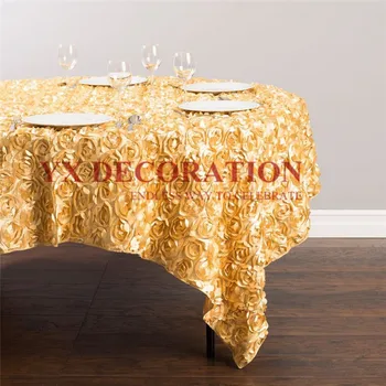 

Cheap Price Satin Rosette Table Overlay Cloth Wedding Tablecloth For Banquet Event Decoration