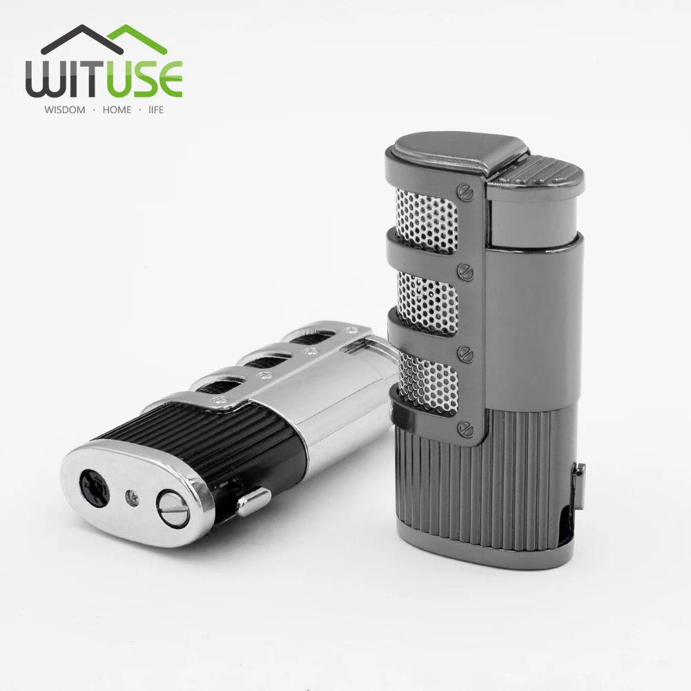 

lighter mini Creative Butane Jet Torch Three Jett Flame Metal Cigar torch Lighter Refillable Gas Windproof Pocket Torch