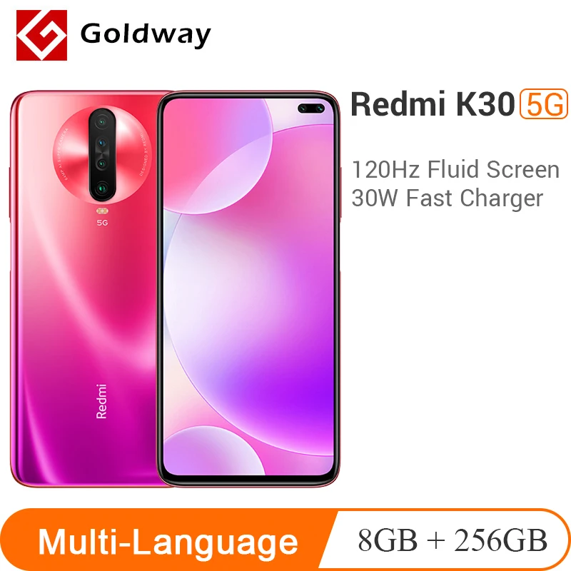 Многоязычный Смартфон Xiaomi Redmi K30 5G 8 ГБ 256 Восьмиядерный процессор Snapdragon 76 64