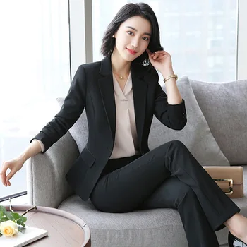 

New Female Formal Elegant Women Office Lady Pant Suits Business OL Blazer Suit Trouser Work Wear Outfit Blazer Two Pieces Set