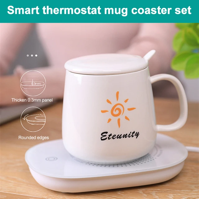 Mats 55 Degree Constant Temperature Coffee Warmer Set Electric Cup Mat with  Mug 16W USB Heating Cup Wad for Drink Insulation - AliExpress