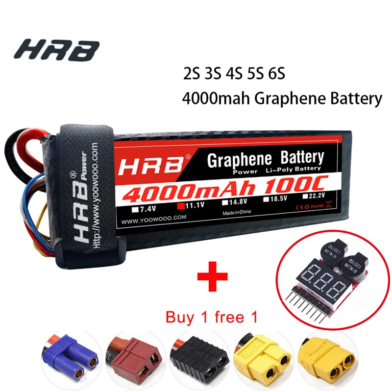 HRB RC Lipo батарея 2S 3S 4S 5S 6S 4000mah графеновая батарея 7,4 V 11,1 V 14,8 V 18,5 V 22,2 V XT90 для RC Monster trucks автомобилей дронов