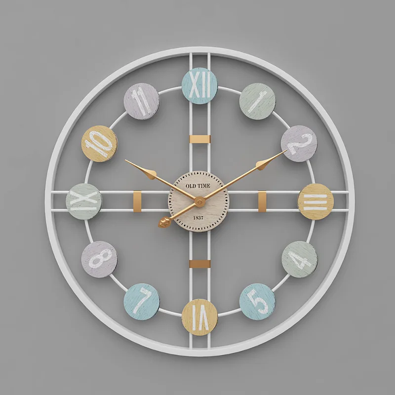 60cm 3D Retro Nordic Wall Clock Metal Roman Numeral DIY Decor Luxury For Home Living Room Bar Cafe Silent Round Watch | Дом и сад