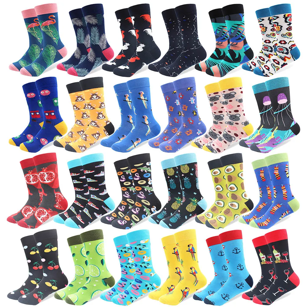 

Носки мужские/женские хлопковые в стиле хип-хоп, модные смешные с рисунком фламинго, фруктов, скейтборда, животных, 1 пара