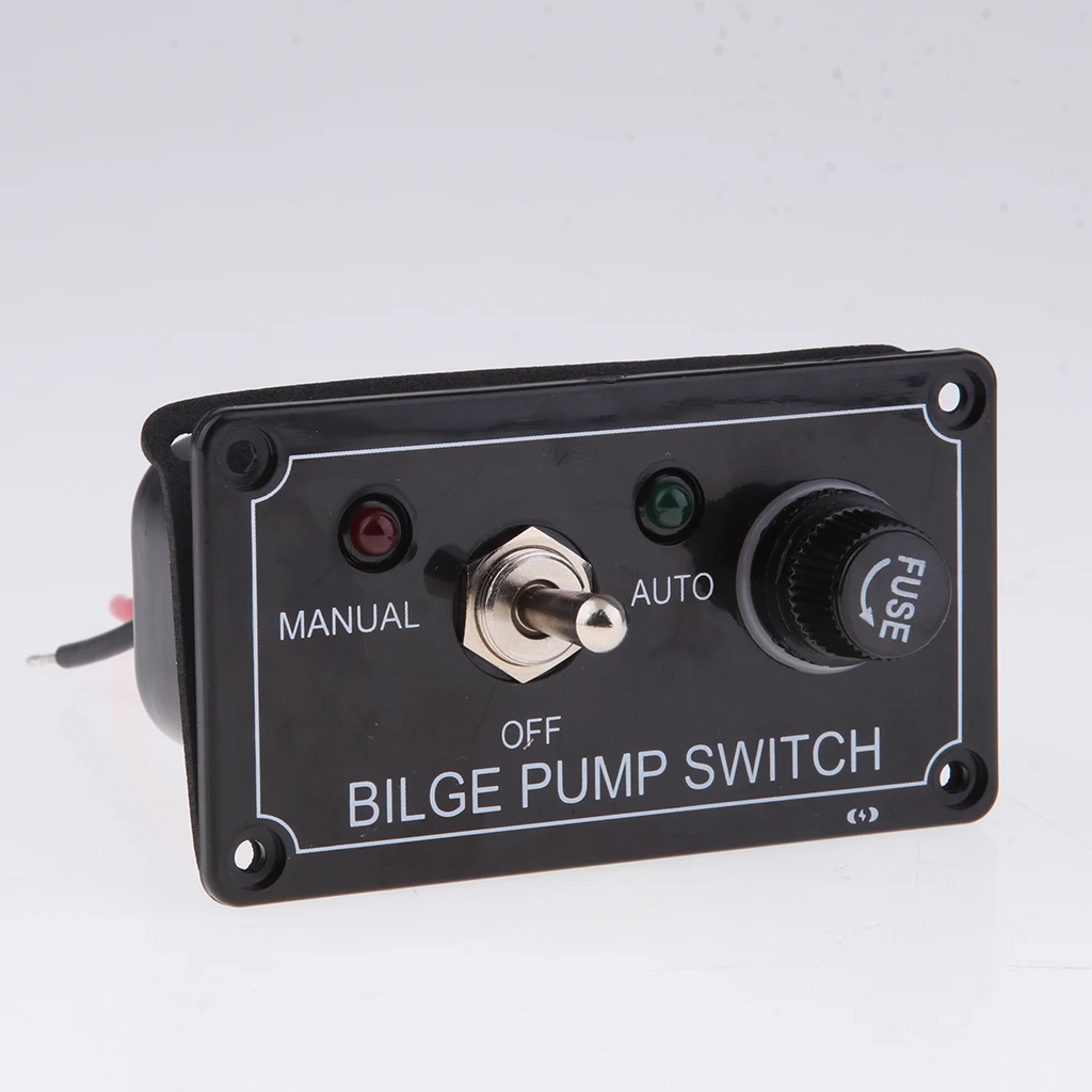 12VDC Bilge Pump Switch Control Panel LED Marine Manual / Off / Auto