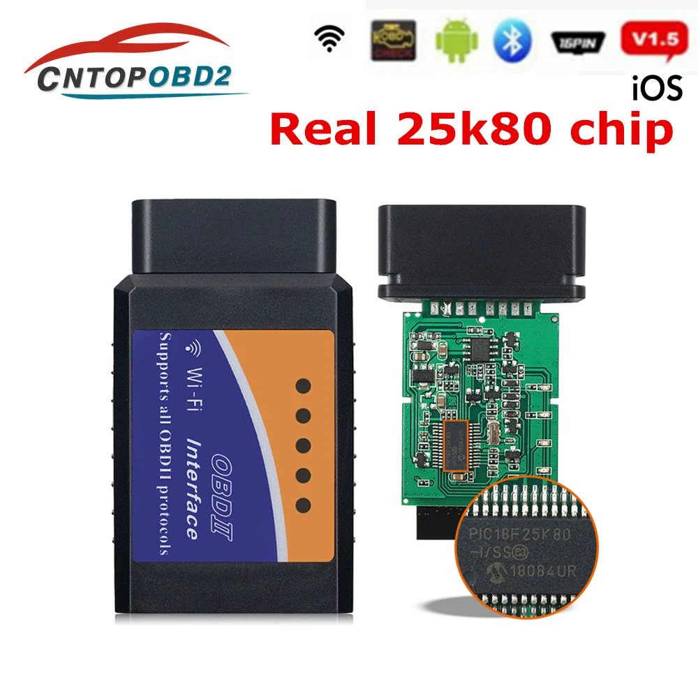 ELM327 PIC18F25K80 чип Elm 327 V1.5 OBD2 сканер Elm 327 Wifi/Bluetooth 1,5 Авто диагностический инструмент OBDII для Android/IOS/Windows ELM327 PIC18F25K80 чип Elm 327 V1.5 OBD2 сканер Elm 327 Wifi/Bluetooth 1,5 Авто диагностический инструмент OBDII для Android/IOS/Windows