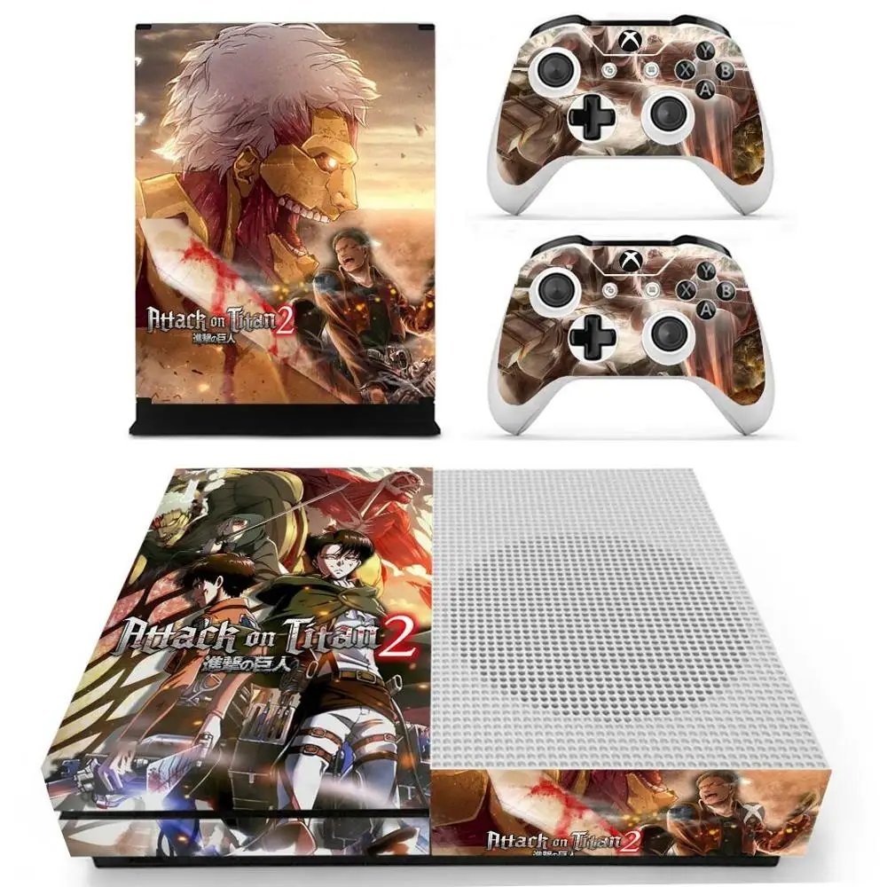 Attack on Titan 2 стикер s для Xbox One S виниловые наклейки на кожу наклейки Pegatinas для Xbox one тонкая консоль и два контроллера шкуры