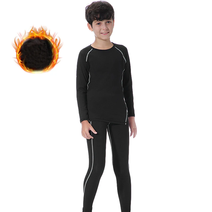Boys Girls Winter Thermal Underwear Set Velvet Warm Thermo Underwear Masculino Long Johns Children Lucky Johns Fitness Tops Pant