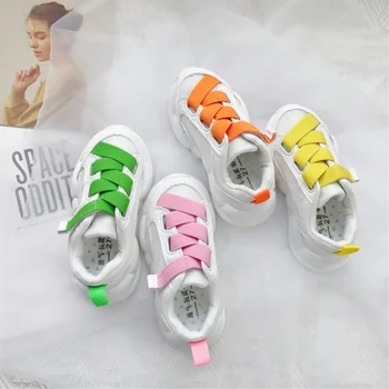 

2020 Spring Autumn New Korean Bright Lace Children Comfortable Shoes Girls Airmesh Breathable Shoes Kids Fashion Sports Shoes