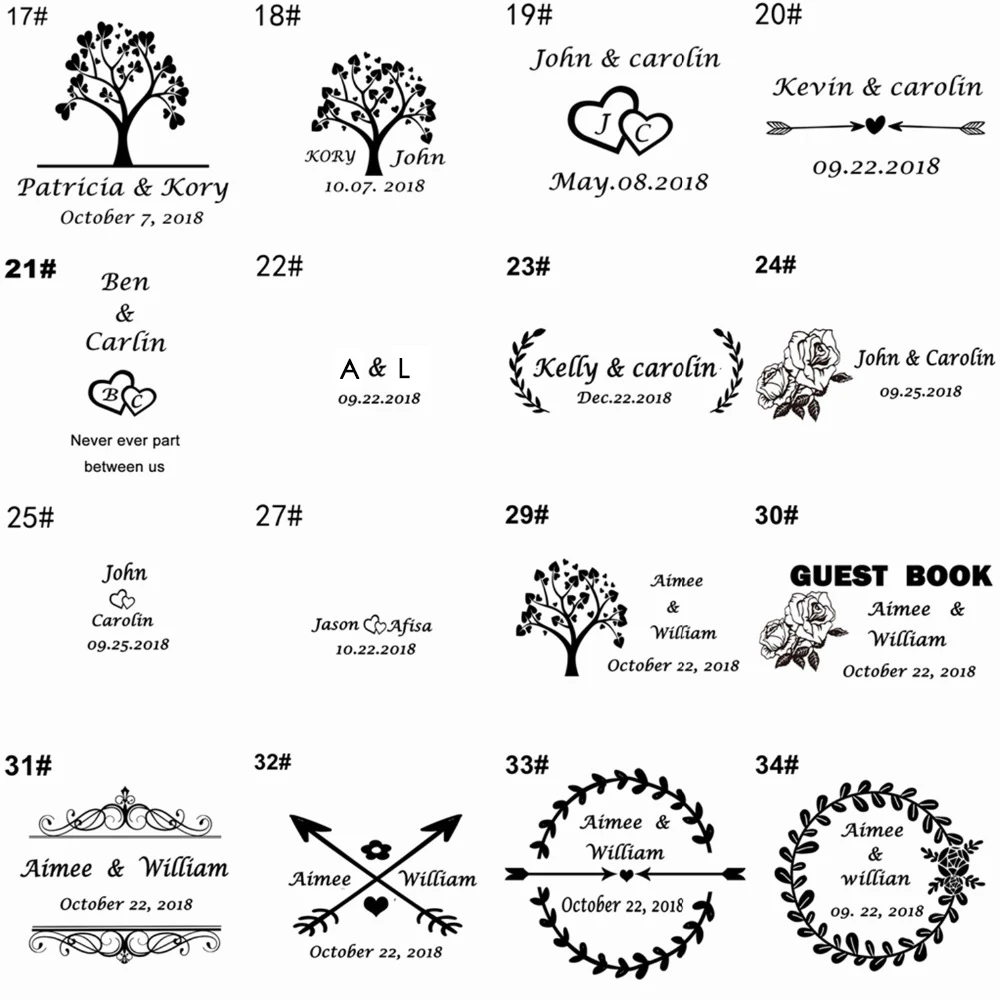 40 мм круглая персонализированная печать 18 выбор стиля Самостоятельная чернильная Свадебная печать на заказ с персональным именем и датой для пригласительных открыток
