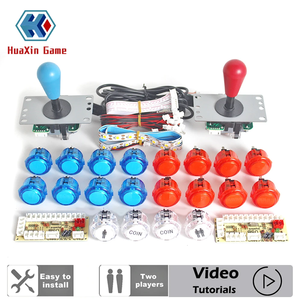 Zero Delay Arcade Cabinet Kit Fai Da Te 5V Led Strip Copy Sanwa Pulsante Trasparente Joystick 2 Player Coin Usb To Pc Raspberry Pi