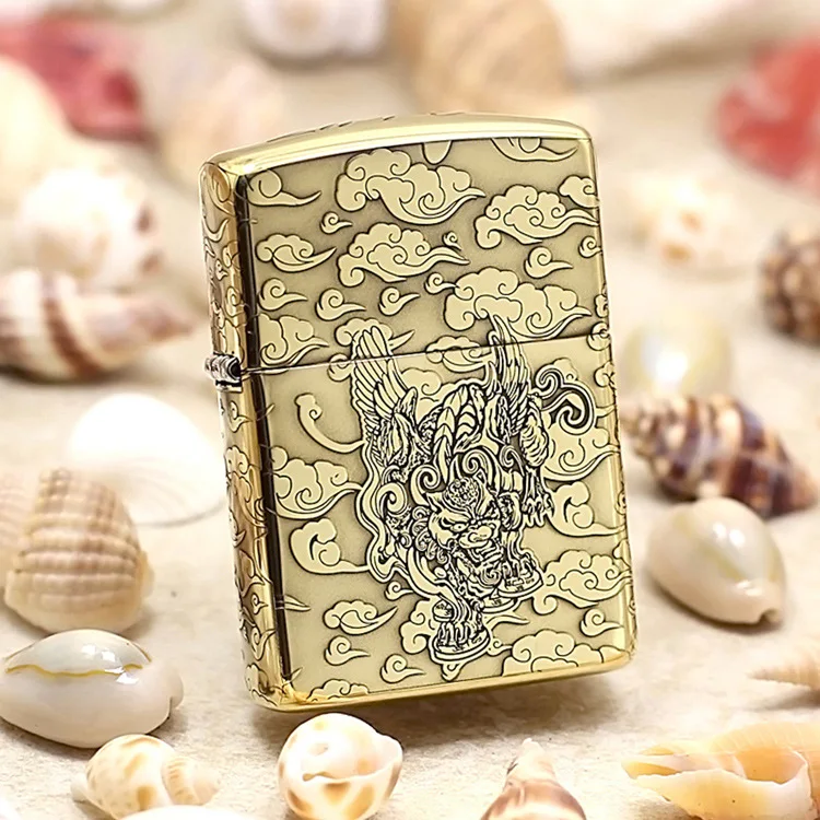 Оригинальная зажигалка Zippo медная ветрозащитная с 3D гравировкой шумоподавляющая