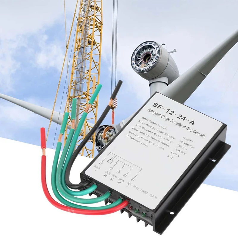 Ветровой турбины генератор 12 V/24 V 300/600 Вт Контроллер заряда Регулятор Водонепроницаемый автоматический определенных тормозного регулятора зарядки