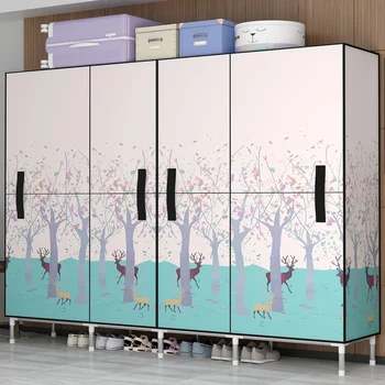 

Simple Wardrobe Cloth Wardrobe Steel Pipe Thicken Thicken All Steel Frame Double Home Bedroom Open Door Assembly Hanging