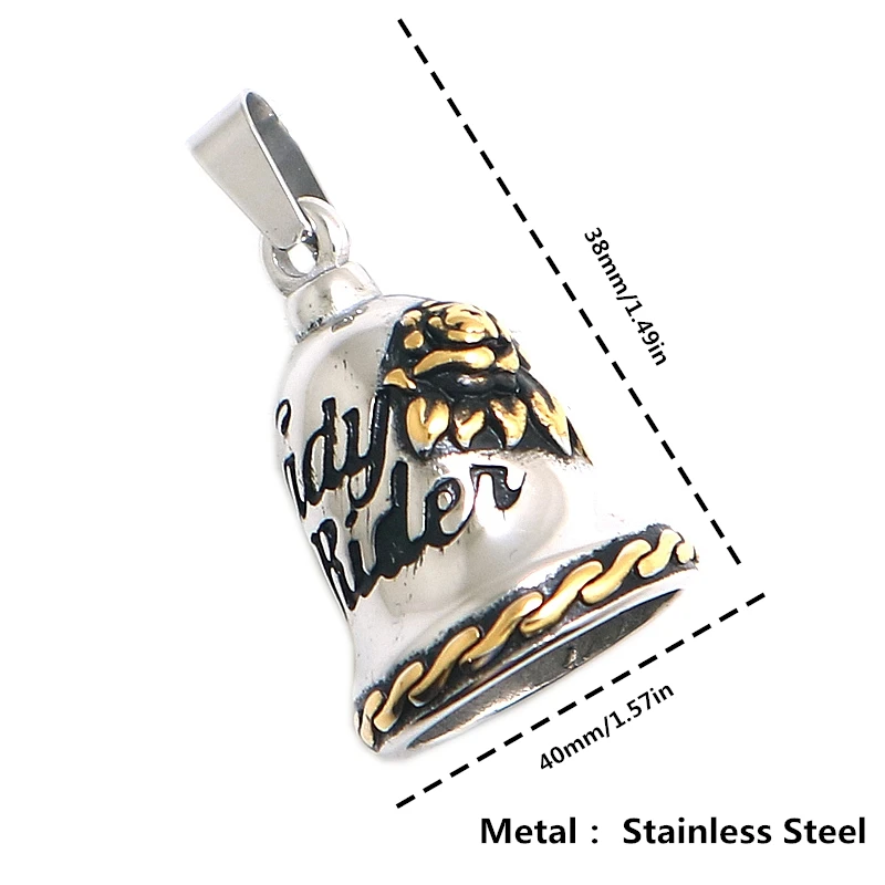 

Newest Women 316L Stainless Steel Cool Lady Rider Rose Flower Have Sound Ring Bell Pendant For Gift